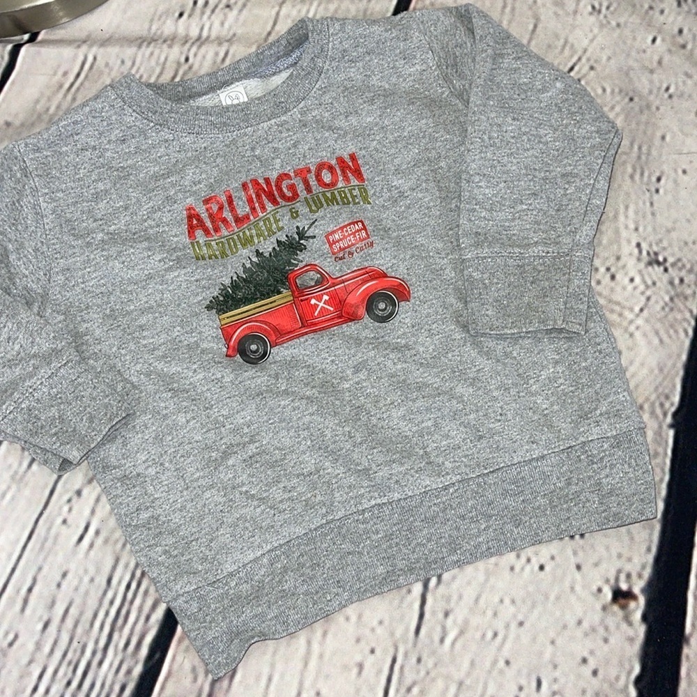 Arlington hardware red truck Christmas tree sweatshirt 2T